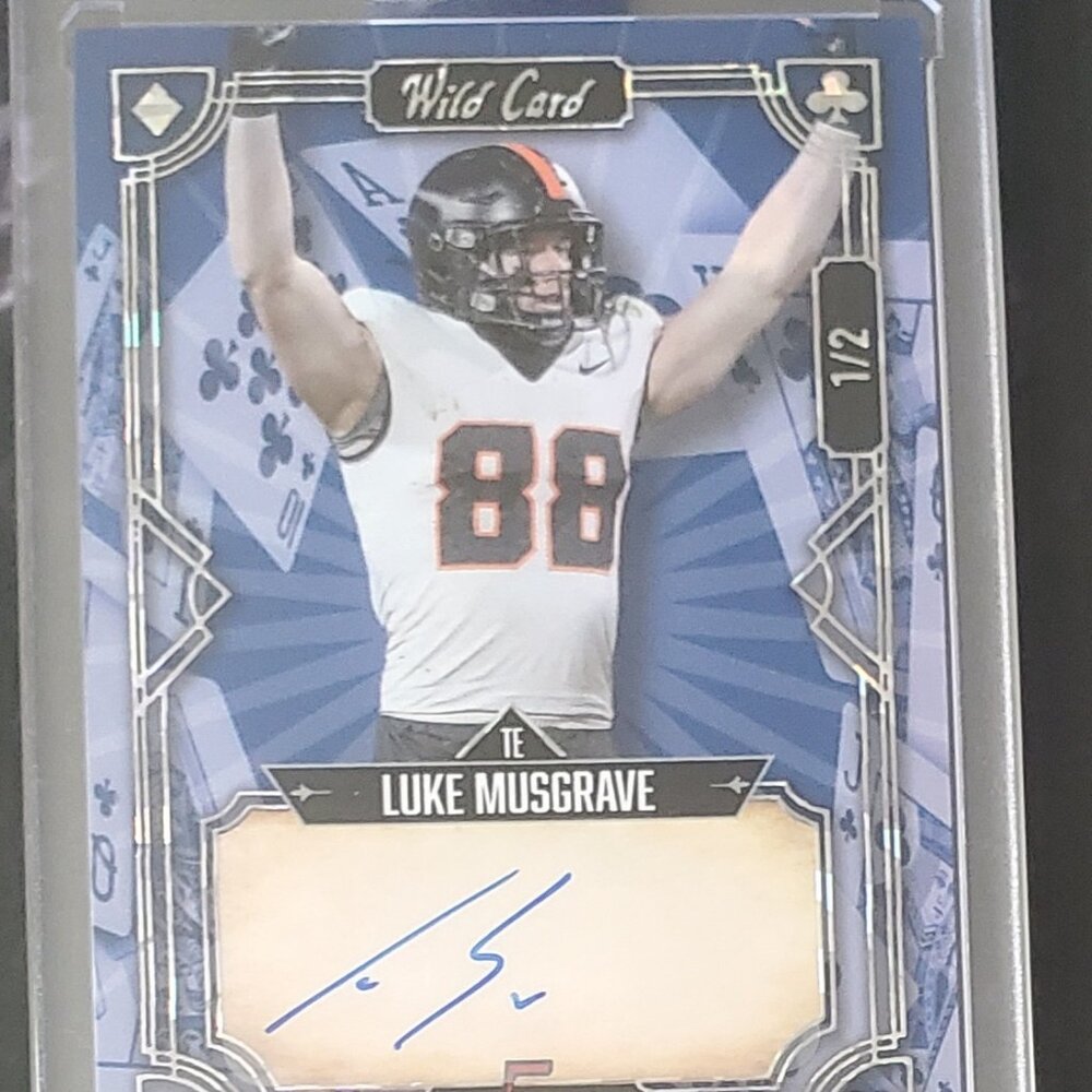 2023 Wild Card 5 Card Draw Luke Musgrave Rookie Auto Blue #1/2 Oregon/Packers